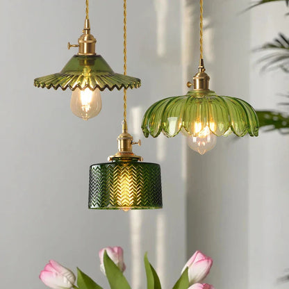 DecorBites™ Green Glass LED Pendant Light Fixture - Modern Nordic Hanging Lamp