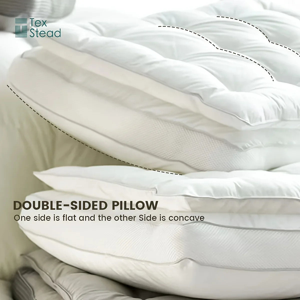 Decobites Double Layer Fiber Pillow: Soft & Fluffy Hotel Adult Neck Pillow for All Sleepers