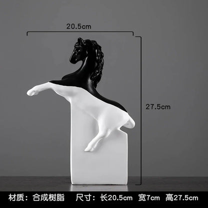 DecorBites™ Golden Horse Abstract Sculpture: Elegant Running Horse Figurine for Home Decor