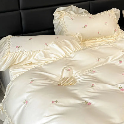 DecorBites™ Lace Embroidered Cooling Comforter Cover Set - Silky Cozy Bedding Sets