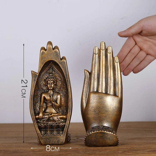 DecorBites™ Buddha Hands Sculptures Monk Figurine Tathagata Yoga Home Decoration Ornament