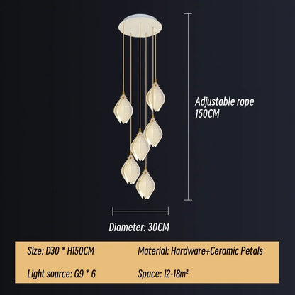 DecorBites™ Ceramic LED Staircase Pendant Light Two-Tone Adjustable for Living, Dining, Bedroom