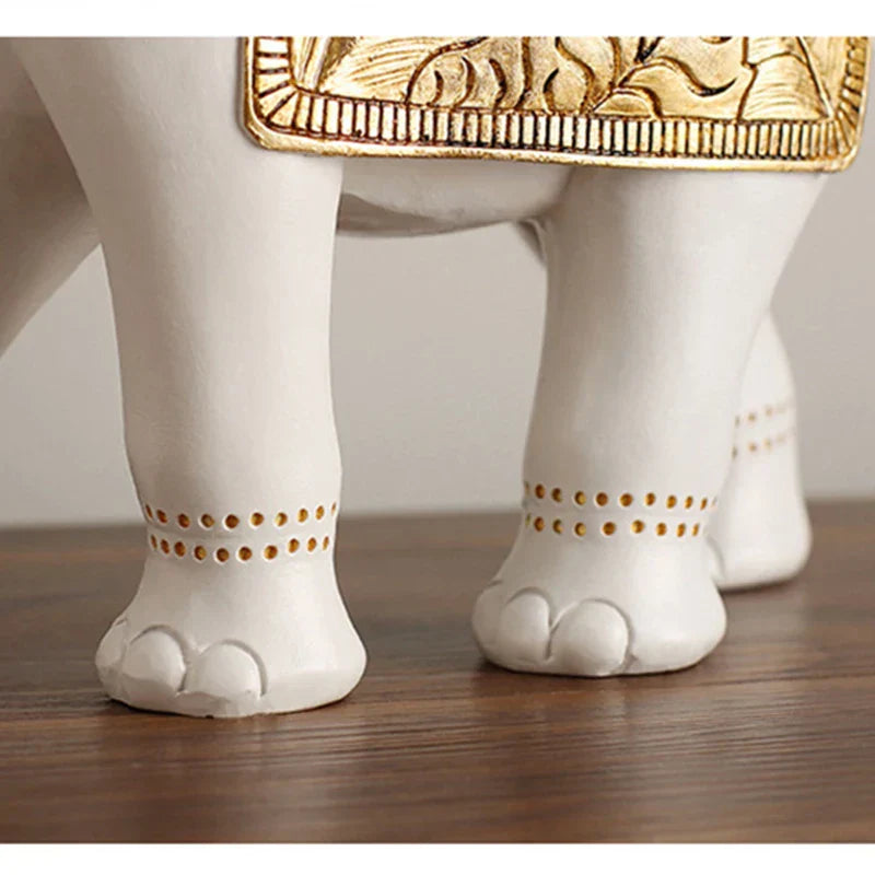 DecorBites™ Elephant Sculpture Figurine for Shelf, Desk, Home Decor - Resin Statue Housewarming Gift