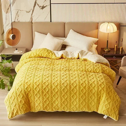 Decobites Cozy Cashmere Blanket Duvet Cover - Soft Warm Fleece Quilt Cover for Beds