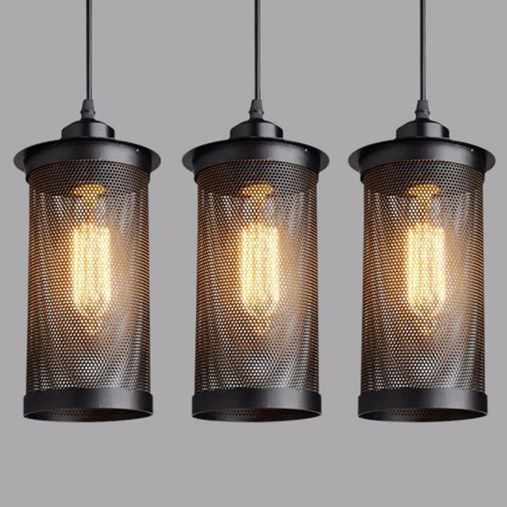 DecorBites™ Industrial Nordic Black Iron Cage Pendant Light Loft Hanging Lamp