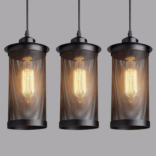 DecorBites™ Industrial Nordic Black Iron Cage Pendant Light Loft Hanging Lamp