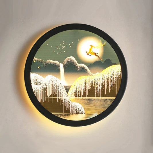 DecorBites™ Industrial Acrylic Round Wall Lamp | Vintage Mural Sconces for Bedroom Decor