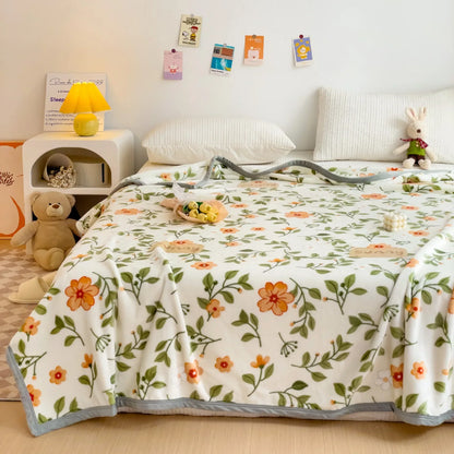 DecorBites™ Cartoon Milk Velvet Blanket: Soft Coral Fleece Summer Sofa Cover & Queen Blanket