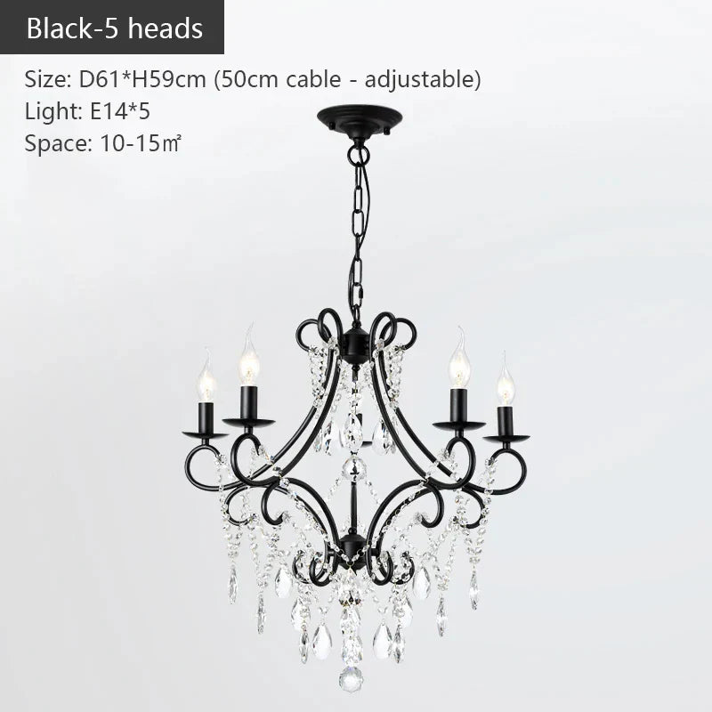 DecorBites™ Iron Crystal Chandelier: Modern Industrial Luxury for Home Lighting