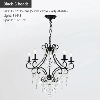 DecorBites™ Iron Crystal Chandelier: Modern Industrial Luxury for Home Lighting