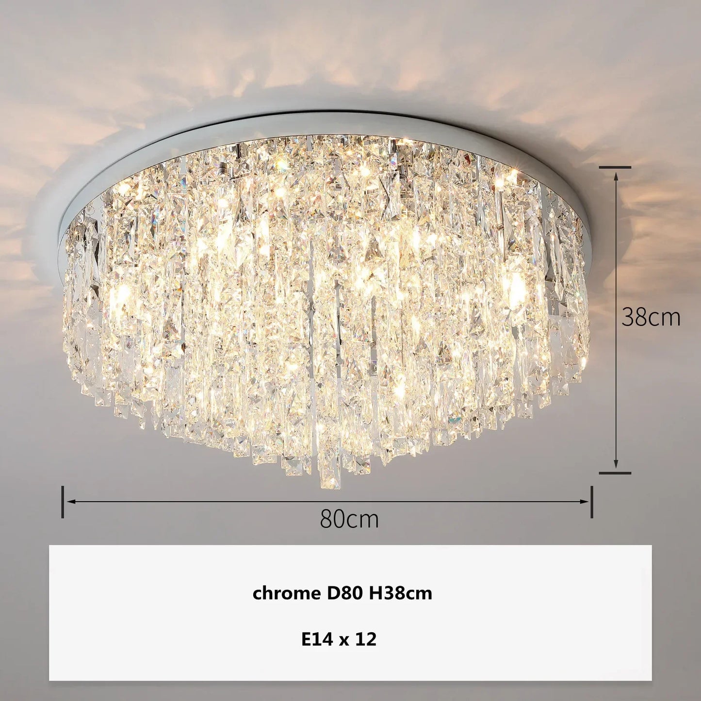 DecorBites™ Crystal Steel LED Ceiling Chandelier, Modern Art Deco Lighting Fixture
