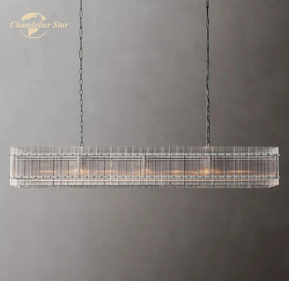 DecorBites™ LED San Marco Glass Chandelier: Modern Rectangular Lighting for Dining, Kitchen, Living Room