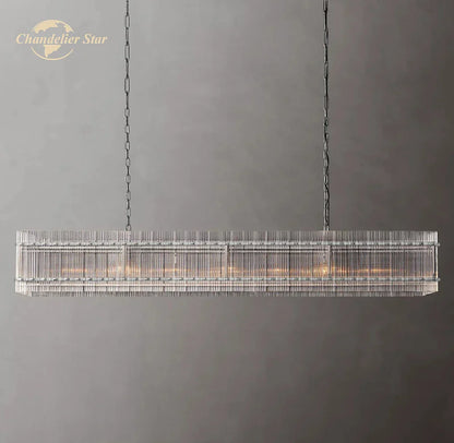 DecorBites™ LED San Marco Glass Chandelier: Modern Rectangular Lighting for Dining, Kitchen, Living Room