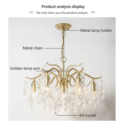 DecorBites™ Elegant Black Crystal Chandelier for Living Dining Bedroom Kitchen