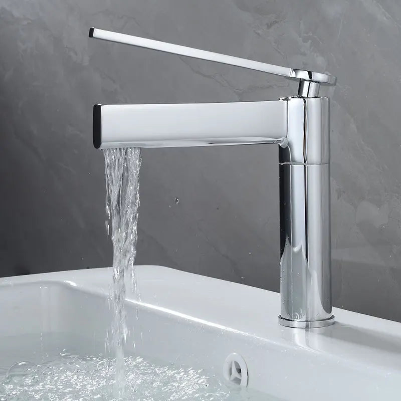 DecorBites™ Basin Faucet: Deck Mounted Hot Cold Water Mixer Taps for Bathroom Sink