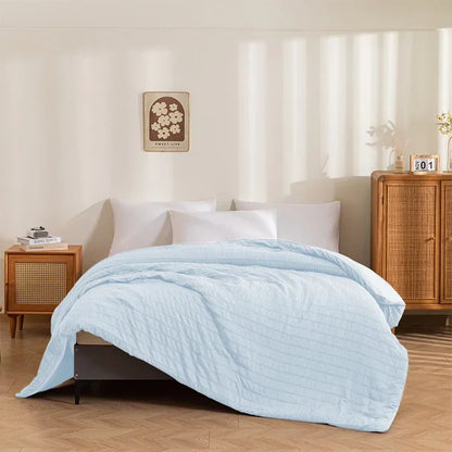 Decobites Seersucker Queen Duvet: Soft & Breathable All-Season Comforter Blanket