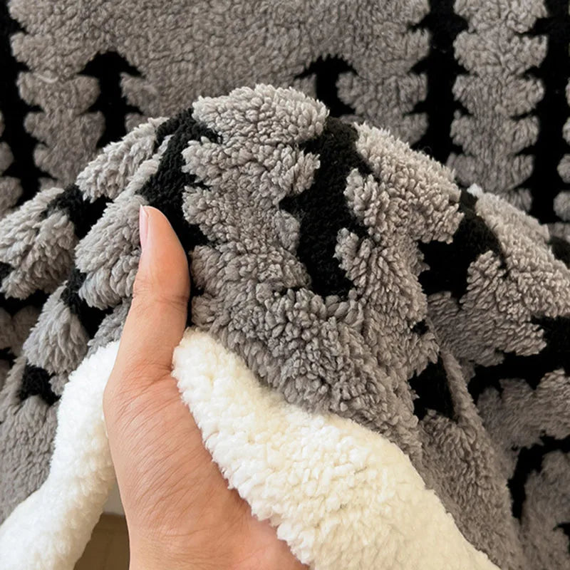 DecorBites™ Jacquard Blanket: Winter Thickened Lamb Wool Nap Shawl for Living Room