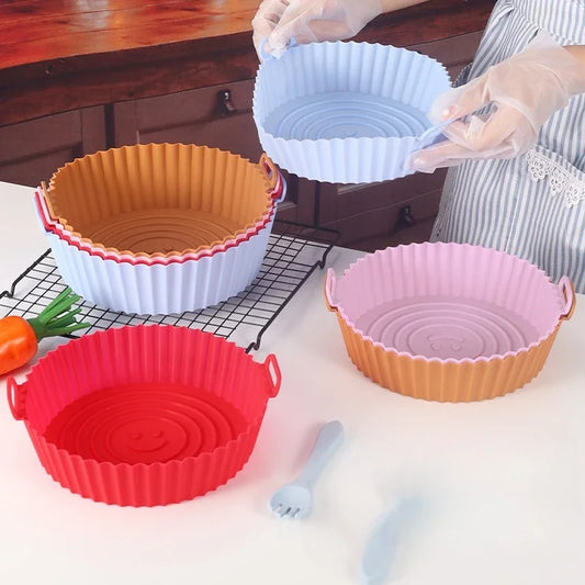 DecorBites™ Air Fryer Silicone Basket Trays Baking Grill Pan Pizza Mat Accessories