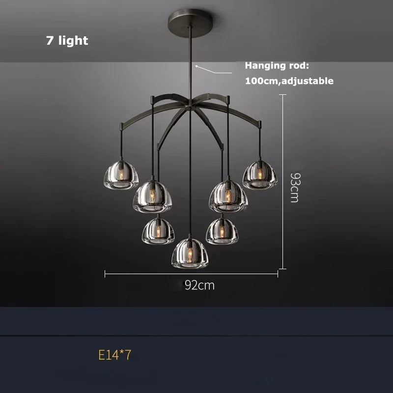 DecorBites™ Black Brass Retro Crystal Copper LED Ceiling Pendant for Home Lighting