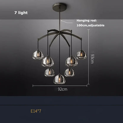 DecorBites™ Black Brass Retro Crystal Copper LED Ceiling Pendant for Home Lighting