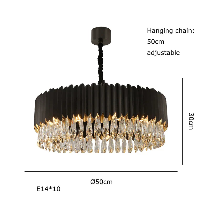 Lámpara colgante de cristal dorado en forma de gota de agua Decorbites™ - Lámpara de suspensión negra