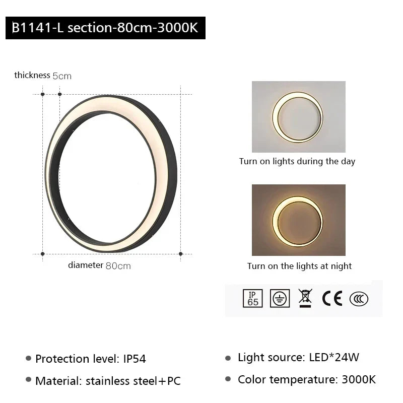 DecorBites™ LED Outdoor Moon Wall Lamp Waterproof Modern Minimalist Sconce for Courtyard Balcony