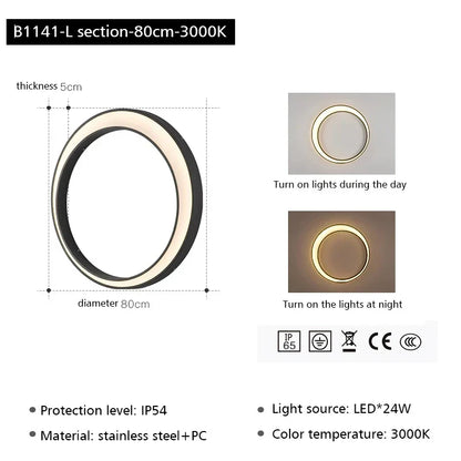 DecorBites™ LED Outdoor Moon Wall Lamp Waterproof Modern Minimalist Sconce for Courtyard Balcony