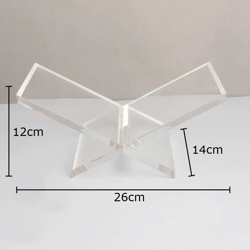 رف كتب أكريليك من DecorBites™، منظم بقاعدة رخامية، ديكور منزلي عصري، حامل مجلات