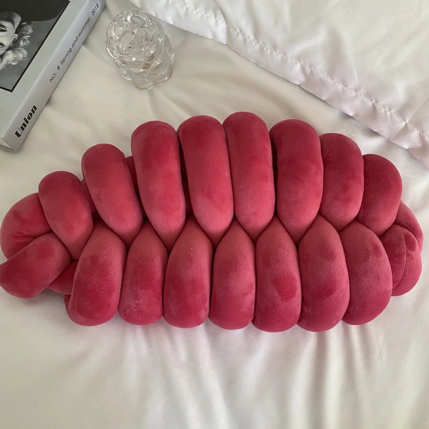 DecorBites™ Knot Plush Christmas Green Throw Pillow for Aesthetic Home Decor