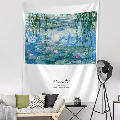 Water Lily Oil Painting Tapestry Wall Hanging for Home Decor by Decobites