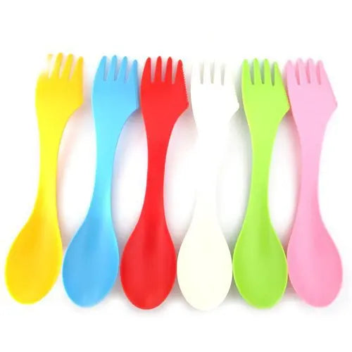 DecorBites™ 6Pcs Outdoor Spork Set: Spoon, Fork, Cutter - Camping, Hiking, Picnic Utensils