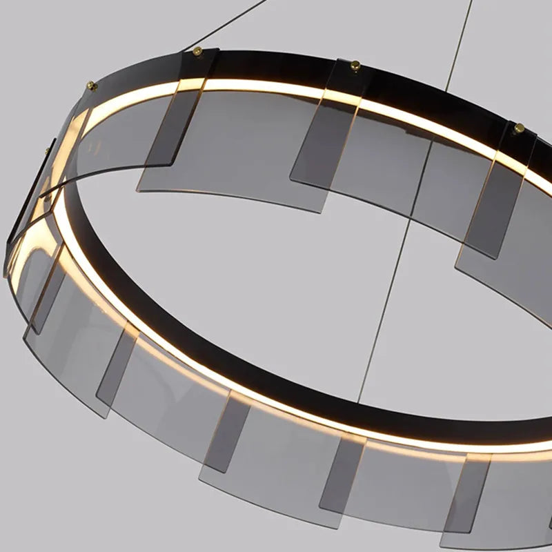 DecorBites™ Glass Circle LED Pendant Light: Stratos Luxury Chandelier for Kitchen Island