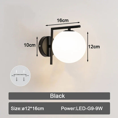 DecorBites™ Frosted Glass Ball LED Wall Lamp for Corridor, Aisle, and Bedroom