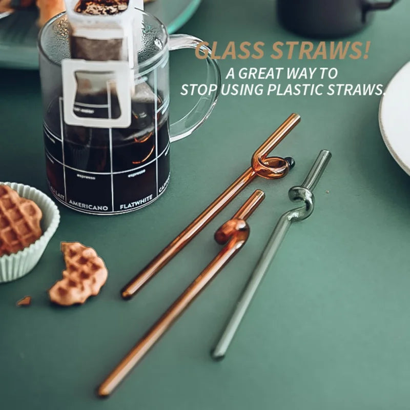 DecorBites™ Glass Straws: Reusable Heat-Resistant Long Drinking Straws, Wholesale for Milk Tea