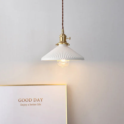 DecorBites™ Japanese Ceramic Brass Bedside Chandelier for Bedroom Bay Window Bar Lighting