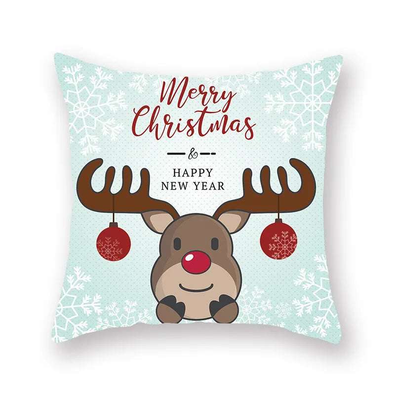 DecorBites™ Christmas Santa Elk Pillowcase 45x45cm for Sofa Chair Decor