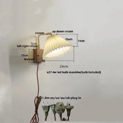 Lámpara de pared LED DecorBites™ de madera de nogal, giratoria, de cobre