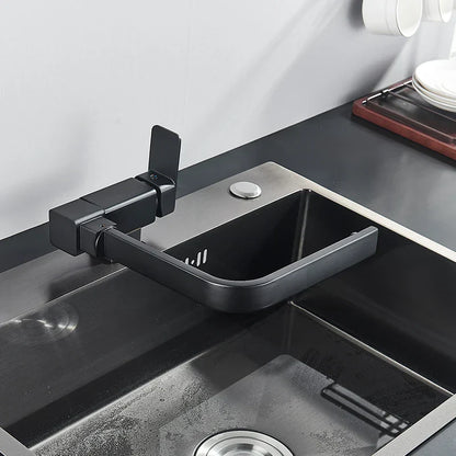 Grifo de cocina giratorio de 360° DecorBites™ negro, mezclador para fregadero de montaje sobre encimera, acero inoxidable 304
