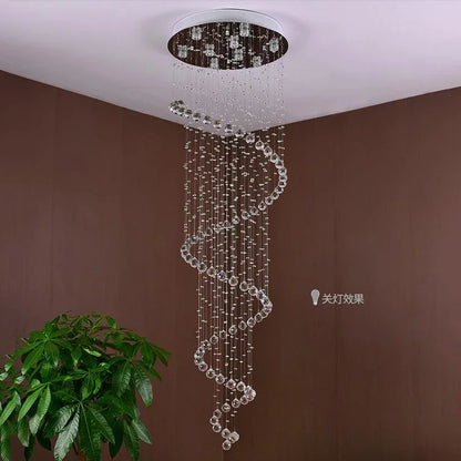 DecorBites™ Large Spiral Crystal Chandelier Lighting Fixture for Staircase