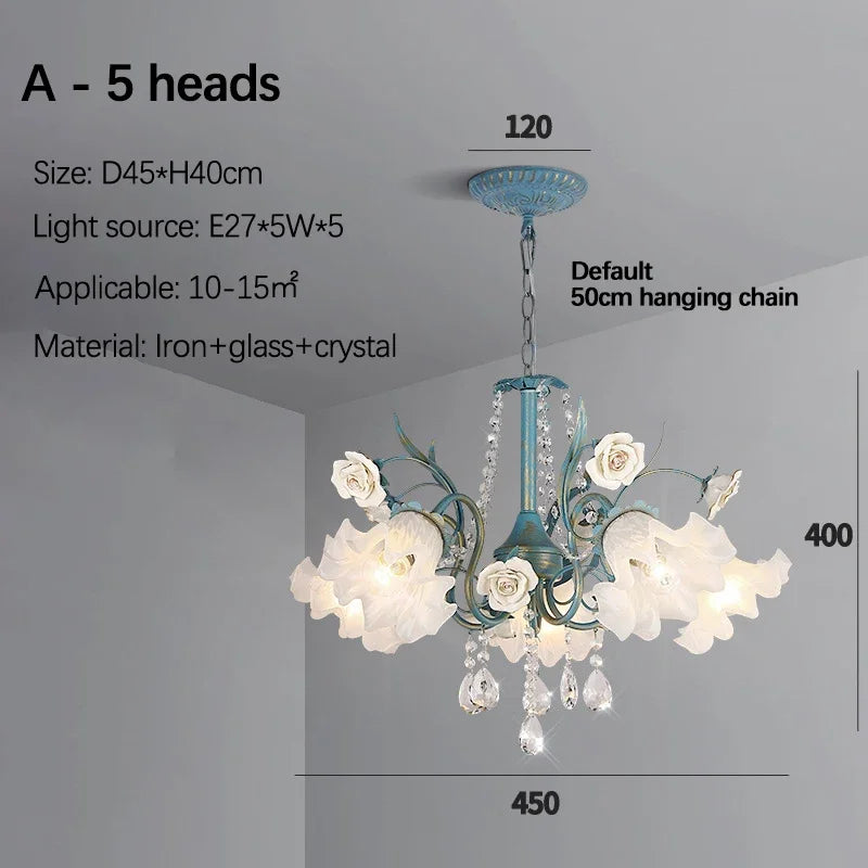 DecorBites™ Crystal Flower Chandelier: Luxury LED French Style for Home, Hotel, or Shop