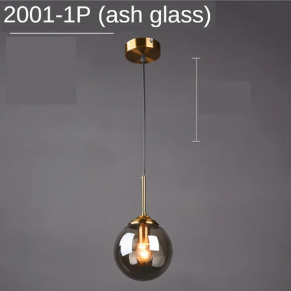 Modern Glass Globe Pendant Light With Gold Ring