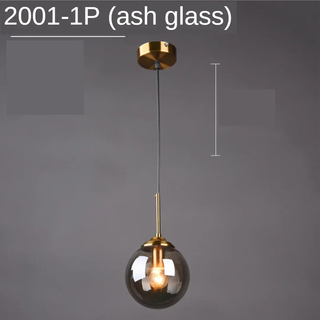 Decorbites™ Lámpara colgante de bola de vidrio del anillo dorado para cocina, comedor y mesita de noche