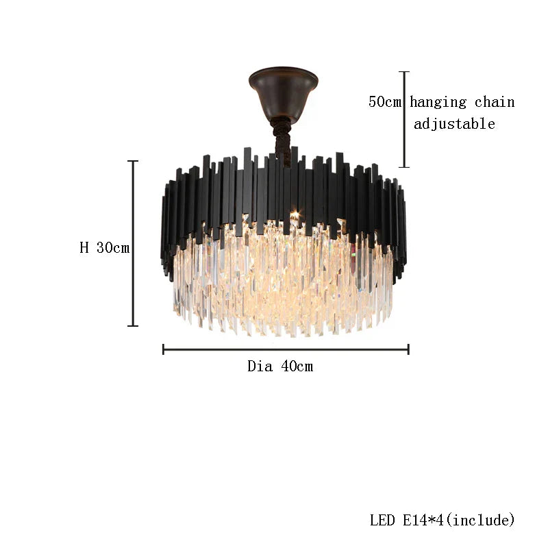 DecorBites™ Crystal Chandelier Stainless Steel K9 Cristal Suspension Lamps Classic Gold Luxury
