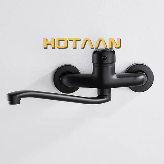DecorBites™ Dual Hole Kitchen Faucet, Black Brass Chrome Mixer Tap for Sink