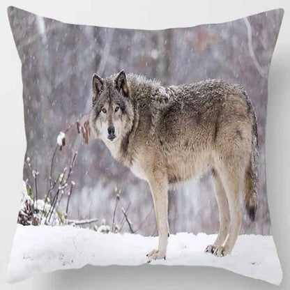 Funda de almohada DecorBites™ con diseño de tigre y león del mundo animal para una decoración adorable en el sofá o la sala de estar.