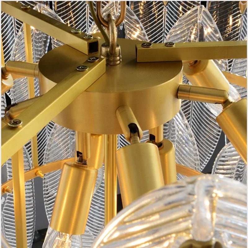 Decorbites™ Blatt-Glas-Kronleuchter - Nordischer Stil Lichtluxus-Hängeleuchte