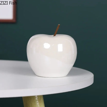 DecorBites™ Glowing Ceramic Apple Statue for Desk Ornaments and Room Decor