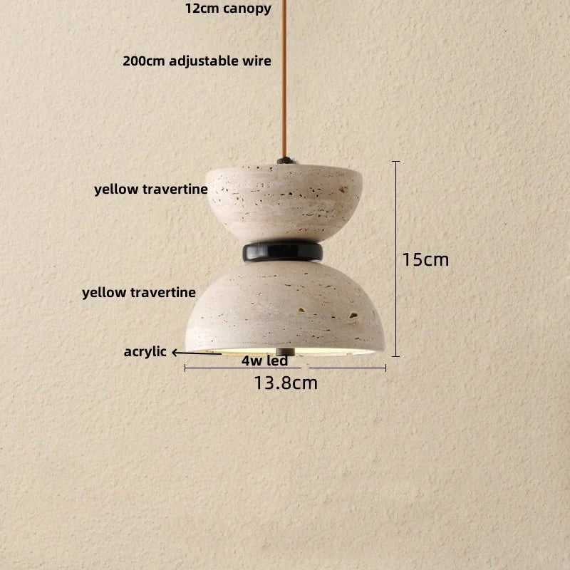 Aluminum LED Pendant Light Travertine E27 Base