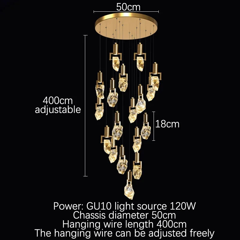 DecorBites™ Elegant Diamond Crystal Chandelier LED Light Fixture Gold Home Decor