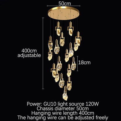 DecorBites™ Elegant Diamond Crystal Chandelier LED Light Fixture Gold Home Decor